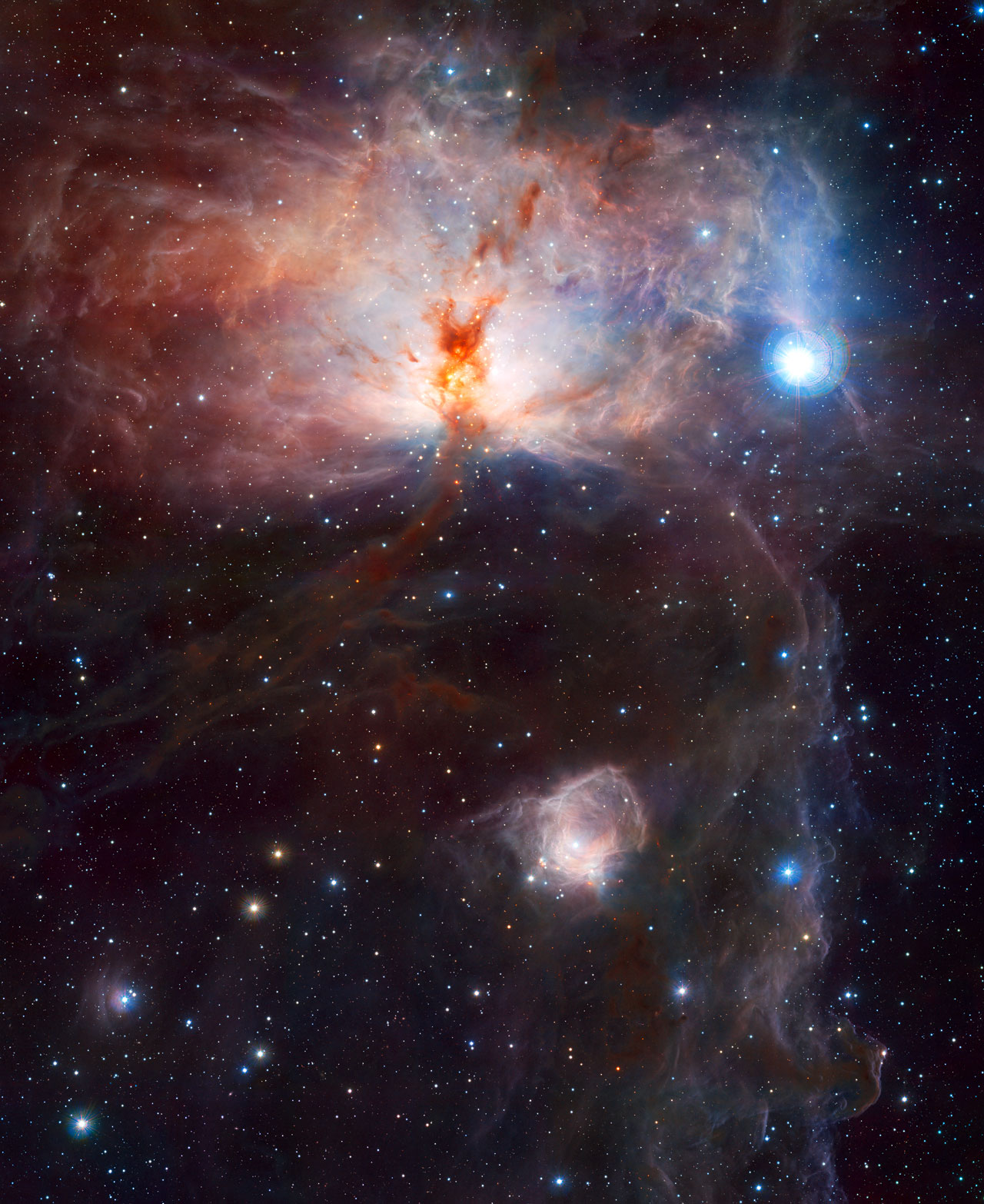 The hidden fires of the Flame Nebula