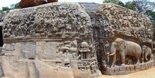 Felsenrelief 'Arjunas Buße' in Mamallapuram - von Johannes Widmer